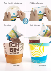 GTA7, venta al por mayor, tazas de papel de mariposa con tapa plegable desechable personalizada, tazas de café de papel de calidad alimentaria compostables - Product Image 6