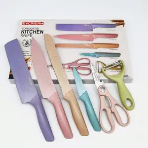 GP Kitchen knife kit set di coltelli in paglia di grano colore paglia 6 Set regalo macaron Color knife
