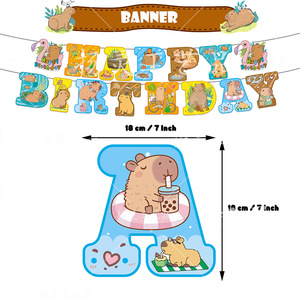 Articles de fête Capybara : Bannière Joyeux Anniversaire Capybara, Décorations de gâteau et cupcakes, Ballons, Fournitures de fête DIY pour Baby Shower - Product Image 2