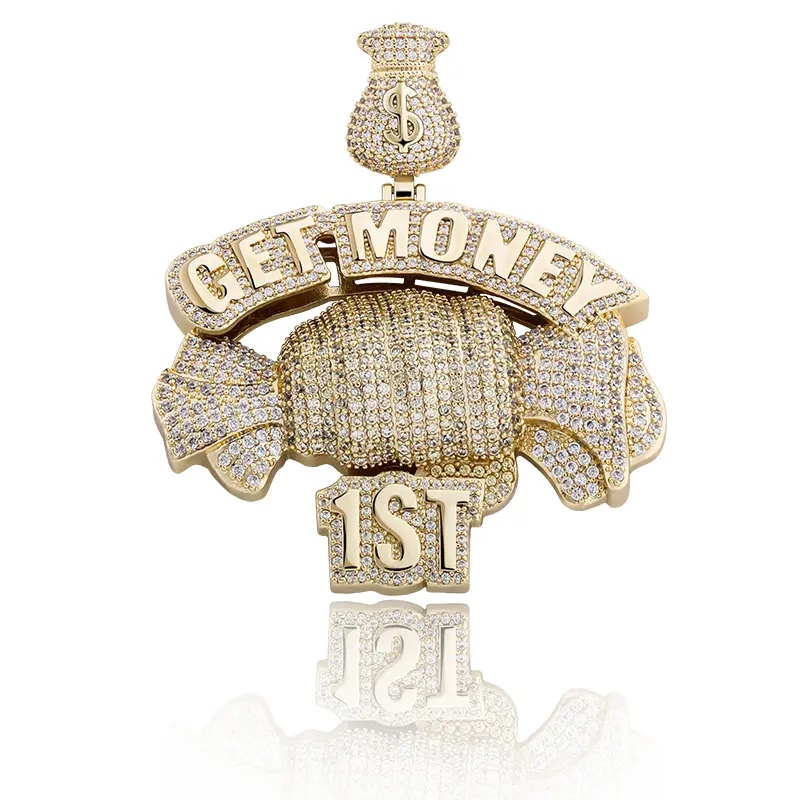 Iced Out Get Money Candy Vorm Ketting 3a + Cz Steen Geplaveid Bling Hangers Ketting Voor Mannen Rapper Hiphop Sieraden