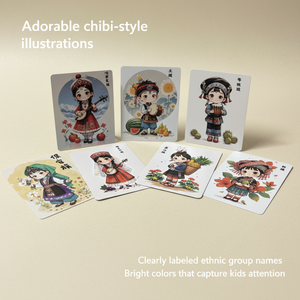 Cartes illustrées de personnages mignons, patrimoine culturel immatériel, culture populaire, éducation de la petite enfance et cartes cognitives, culte - Product Image 3