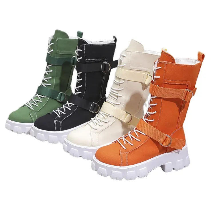 2021 autumn and winter new fashion trend cloth cross strap bright color women's fashion boots