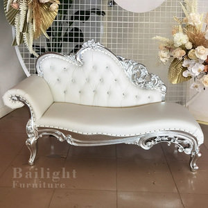 Bailight Wedding <strong>Hall</strong> Furniture Velvet love Seats Furniture <strong>White</strong> Sofa for Wedding - Product Image 1