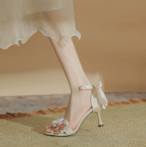 Sandales à talons hauts pour femmes UP-2989J, respirantes, à fleurs, pour l'été, taille 43 44 - Product Image 6