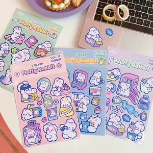 Custom Korea Sparkle Kawaii Cute Stickers, Vinyl Rainbow Film Effect Glitter Sticker Sheet Kiss Cut Printing Sticker For Kid