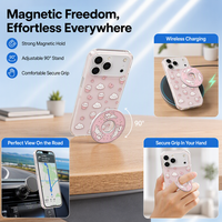 Coque de téléphone antichoc transparente avec anneau magnétique et support, design floral, série Small Man Waist, pour iPhone 15 Pro Max