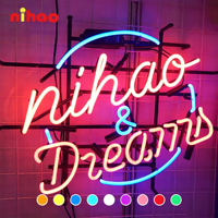 Insegna al Neon in Vetro Soffiato a Mano NIHAO, Insegna Pubblicitaria Personalizzata in Vetro Acrilico LED, Decorazione Artistica Personalizzata per Hotel e Caffè, Impermeabile per Esterni