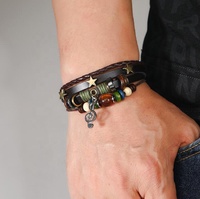 Grosir peri Grunge gelang untuk wanita uniseks PU kulit bintang musik catatan Fairycore estetika perhiasan peri Grunge aksesoris