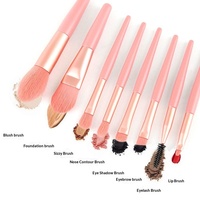 8PCS Set Kuas Makeup Mini Profesional Serat Lembut dengan Tas Portabel untuk Foundation, Eyeshadow, Concealer, dan Eyeliner