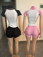 G99999C Nouveauté Été 2026 – Ensembles Shorts Femme en Coton à Pois