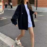 Cárdigan de punto para mujer, holgado, con cuello en V, botones frontales, manga larga, detalles de acrílico, cómodo, elegante, informal, para fin de semana u oficina, venta al por mayor