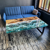 Usine directe résine époxy rivière dessus de table carré bois table vague journal créatif table à manger décor à la maison
