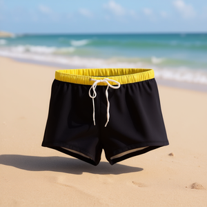 Buonic Short de bain pour femme, noir, jaune, avec cordon de serrage, taille haute, séchage rapide, pour la plage, M L XL XXL - Product Image 2