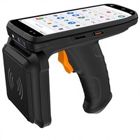 Escáner de Código de Barras Android 12 Rayoungtek, Lector RFID UHF, Computadora Móvil Inalámbrica 4G, Compatible con Zebra SE4710 Impinj E710, Negro/Naranja