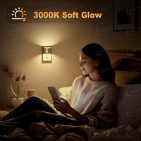 Veilleuse LED miniature moderne LOHAS à branchement direct, blanc chaud, avec capteur crépusculaire, boîtier doré, lampe de chevet pour chambre à coucher