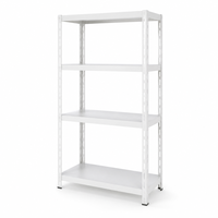 Étagère métallique blanche réglable à 4 niveaux, sans boulons, avec panneaux en acier thermolaqué, pour l'organisation de la maison et du garage