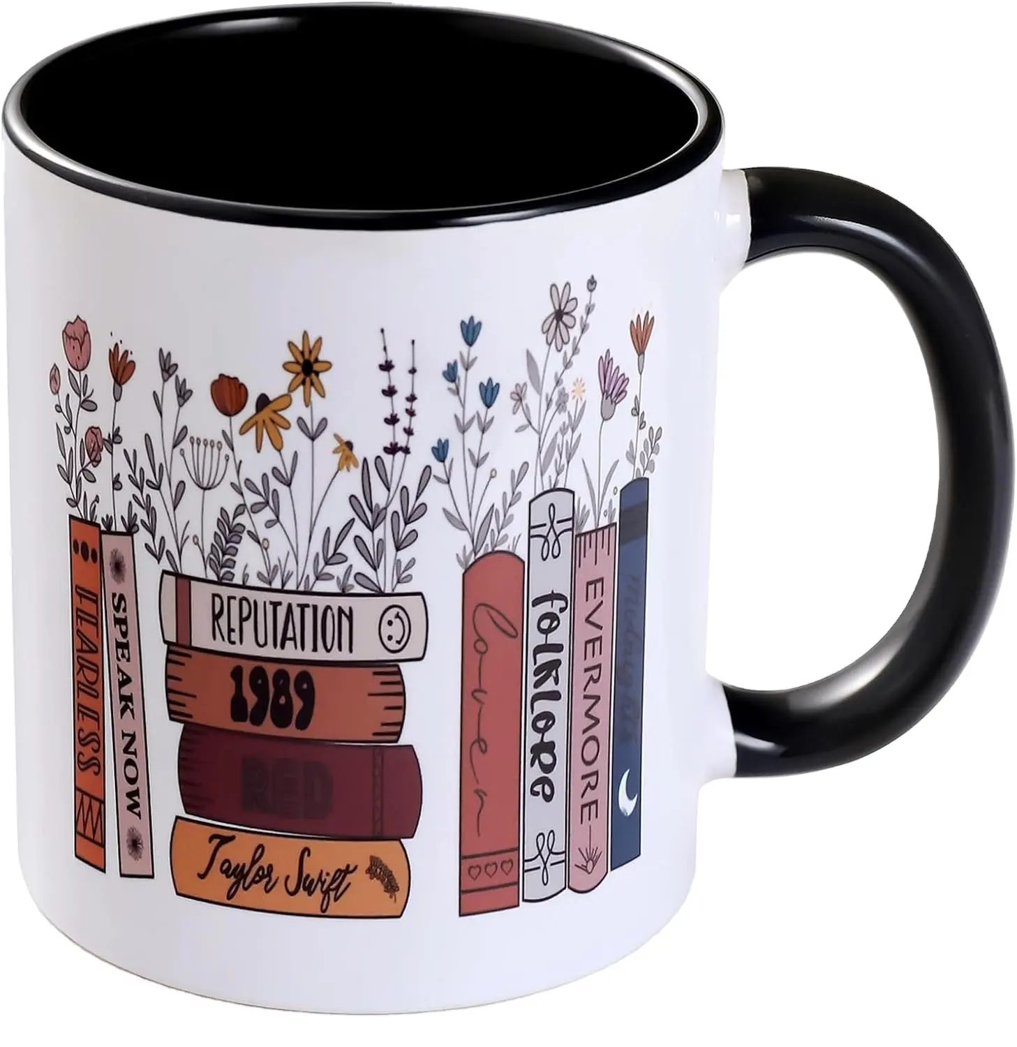 Taza en blanco con forma de agarre interior de color personalizado de alta calidad, cerámica recubierta de sublimación impresa con tazas de café de nuevo diseño