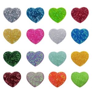 NUEVO Parche Termoadhesivo de Lentejuelas Brillantes de Alta Calidad con Bordado de Corazón - Product Image 2
