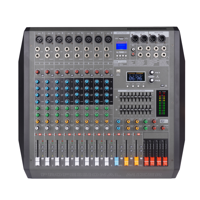 8-Channel Professional Audio Mixer 2X500W Active Mixer Dual 99DSP Effects Dj Controller/audio Console Mixer for Small Stage Show