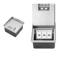Prise de sol encastrée en acier inoxydable marbré FUPAI JF compatible NFC avec boîtier de base de 100 mm, 4 prises, 16A, prise EU, CN