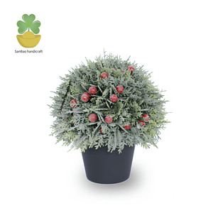 Plante artificielle de 20 cm en cèdre de Genève floqué avec baies <span class=keywords><strong>rouges</strong></span>, en pot, écologique, haute simulation, pour mariage, Thanksgiving, Noël - Product Image 1