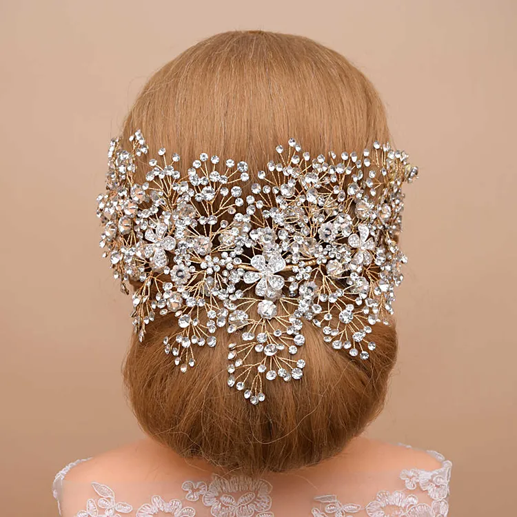 Toptan ucuz kristal kız tiaras taç düğün headdress düğün saç aksesuarları gelin