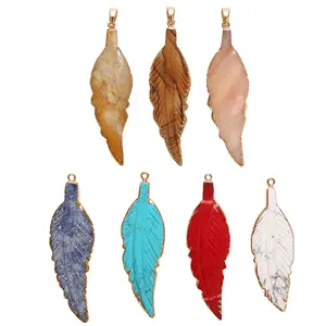 TaiLai 2022 Pierre sculptée Dainty Angel Wing Collier Chakra Quartz Pendentif avec Cordon Amulette Guérison Cristal Bijoux pour Unisexe.