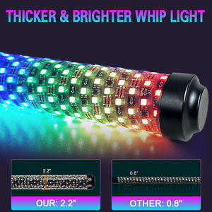 APP Uzaktan Kumandalı Spiral RGB Kovala-Cağırma Işıklı Anten 1/2/3FT <span class=keywords><strong>2.2</strong></span> İnç Kalın Kırbaç Işığı Can-Am Maverick X3 UTV RZR Offroad için - Product Image 6