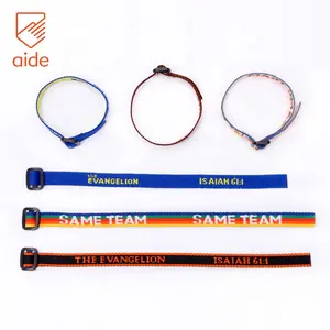 Gelang Poliester Tenun Anti Slip Dapat Diatur Tebal Jacquard Kustom untuk Acara Festival