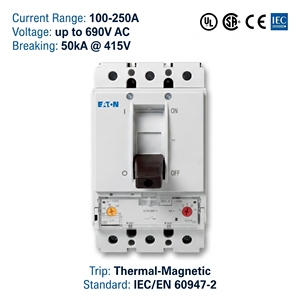 Disjoncteur à boîtier moulé (MCCB) série NZM NZMN2-A160-NA 160A 3P 480V CE CCC ISO pour la distribution d'énergie industrielle - Product Image 4