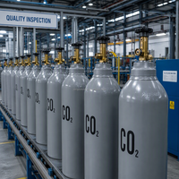 Cilindro de Gas de Dióxido de Carbono CO2 ISO9809, 40L 50L 150Bar, Botella de Gas Industrial de Acero sin Costuras de Alta Presión, Precio de Fábrica