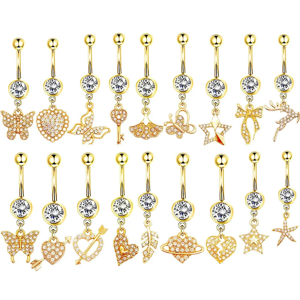 Jachon Butterfly Star Navel ring Stainless steel Navel nail Love Elk pendant hot selling piercing jewelry