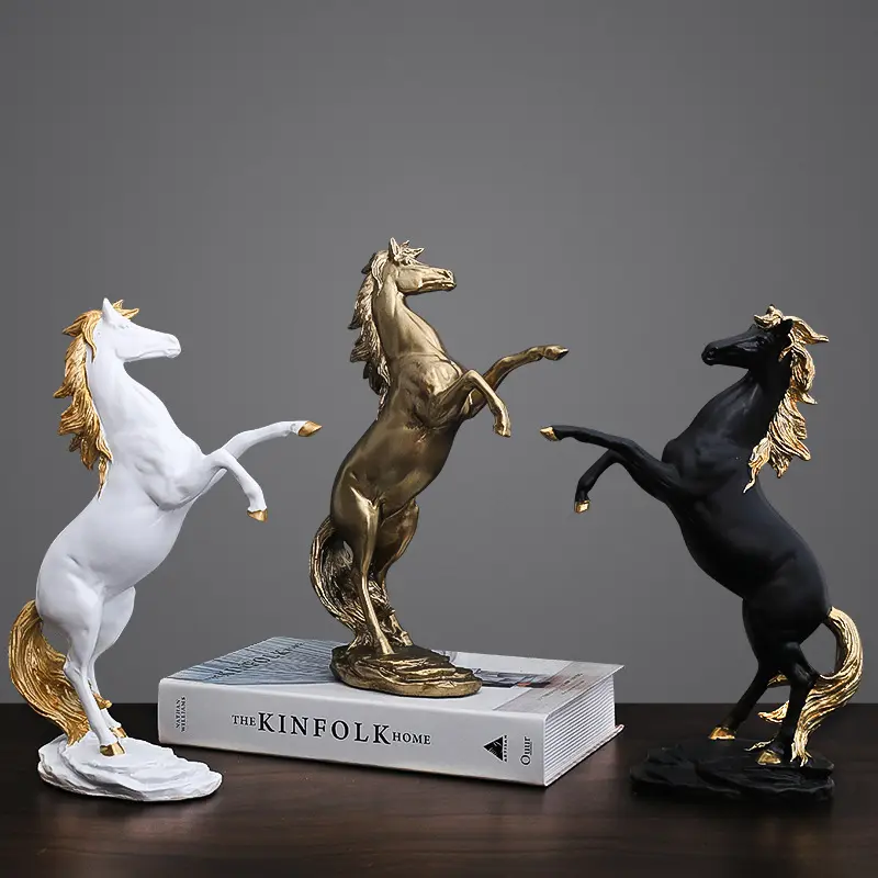 Nordic Office Desk Ornament Artificial Gold Horse Home Decoration Modern Simple Creative Living Room TV Cabinet Wine Cabinet Art