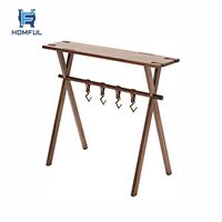 Table de pique-nique en hêtre, support extérieur, polyvalent, pliable, avec crochet, mignon