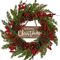 Dekorasi Rumah Natal Berkualitas Tinggi untuk Lintas Negara, Karangan Bunga Buatan dari Pinecone Merah, Modern, Buatan Tangan, Tahan Lama, untuk Pintu Depan dan Pesta