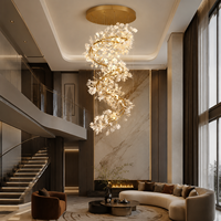 Lustre personnalisé en céramique en forme de feuille de Ginkgo, grand luminaire suspendu artistique LED, protection oculaire, pour villa, escalier, hall d'hôtel, atrium