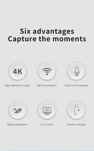 Caméra d'action sportive 4K, écran 1,33 pouces, rotation à <span class=keywords><strong>270</strong></span> degrés, transmission Wi-Fi, enregistrement vidéo, légère, portable, time-lapse 2025 - Product Image 3