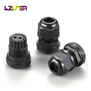 WZUMER M20 Plastic 1 2 NPT 2 Double Holes 3 Wire Multi Entry Multiple Hole Black Nylon Cable Gland For 2 Cables