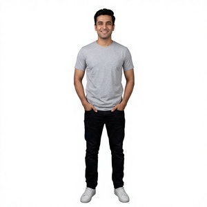 Camiseta Heather Grey hecha a medida 100% algodón, camiseta personalizada de 220 GSM para hombre - Product Image 1