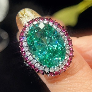Wholesale Eco-friendly Copper 15*20/13*18mm Green Zircon Black Gold Plated Necklace and <b>Ring</b> <b>Sets</b> for <b>Women</b> Jewelry - Product Image 5