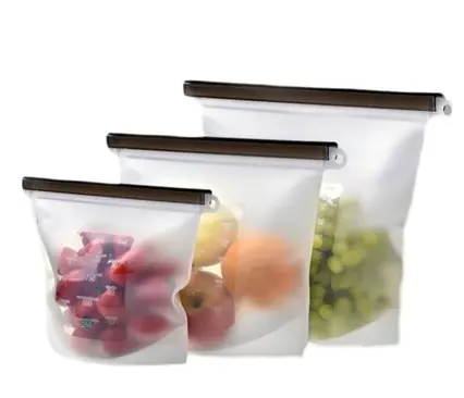 Tas kemasan makanan ramah lingkungan, kantong Ziplock dapat digunakan kembali EVA, kantong penyimpanan makanan sayuran
