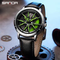 Montre à quartz pour homme Sandar, style influenceur, bracelet en acrylique, design étanche, aiguille tridimensionnelle créative en forme de moyeu de roue