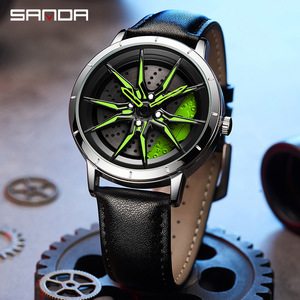 Montre à quartz pour homme <span class=keywords><strong>Sandar</strong></span>, style influenceur, design étanche, aiguille ajourée tridimensionnelle créative en forme de moyeu de roue - Product Image 2