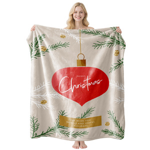 Merry Christmas Printed Plush Throw Blanket Rectangular Anti-Pilling Home Use Winter Classic Style <b>Machine</b> Washable - Product Image 3