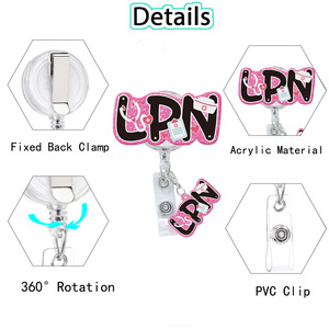 Nouveau bonnet d'infirmière en acrylique avec boucle à tirage facile, stéthoscope LPN, pendentif et porte-clés rétractable en cuir transparent avec clip ceinture - Product Image 5