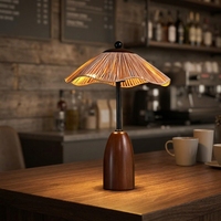 Lampe de table en bois tressé, lampe de sol décorative LED, lumière chaude, abat-jour brun pour salon, café, bar