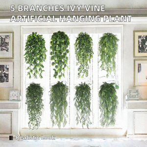 5 Branches de plantes artificielles en feuilles de lierre <span class=keywords><strong>pour</strong></span> intérieur, plantes murales en rotin de 1,80 m en plastique, écologiques, <span class=keywords><strong>pour</strong></span> <span class=keywords><strong>le</strong></span> Poisson d'avril - Product Image 2