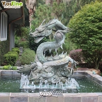 Statue de fontaine de dragon en bronze coulé de taille réelle pour jardin extérieur chinois