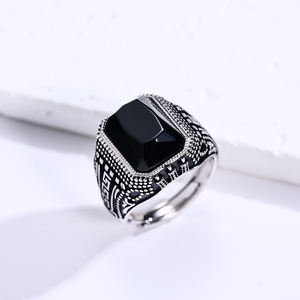 Anillo de Plata de Ley 925 para hombre con ónix negro Natural hecho a mano diseño de corona Vintage anillo de patrón personalizado chapado en rodio - Product Image 6