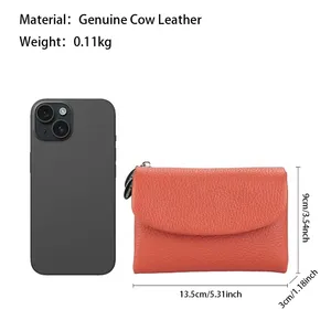 Portefeuilles courts AndoBag pour femmes, en cuir de vache véritable, porte-monnaie tendance, nouveau portefeuille en cuir de vache souple, porte-cartes 1556 - Product Image 2
